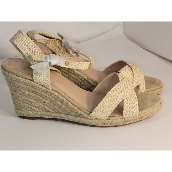 women's Open Toe Forever Fashion S 10 Open Toe Ankle Strap Straw Wedge Sandal - Picture 4 of 16